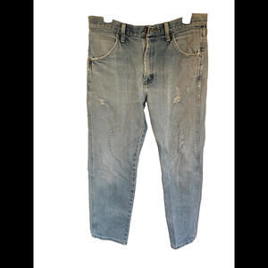 Vintage Rustler Mens Blue Jeans Size 32 X 30 Distressed‎ Pockets Denim Workwear